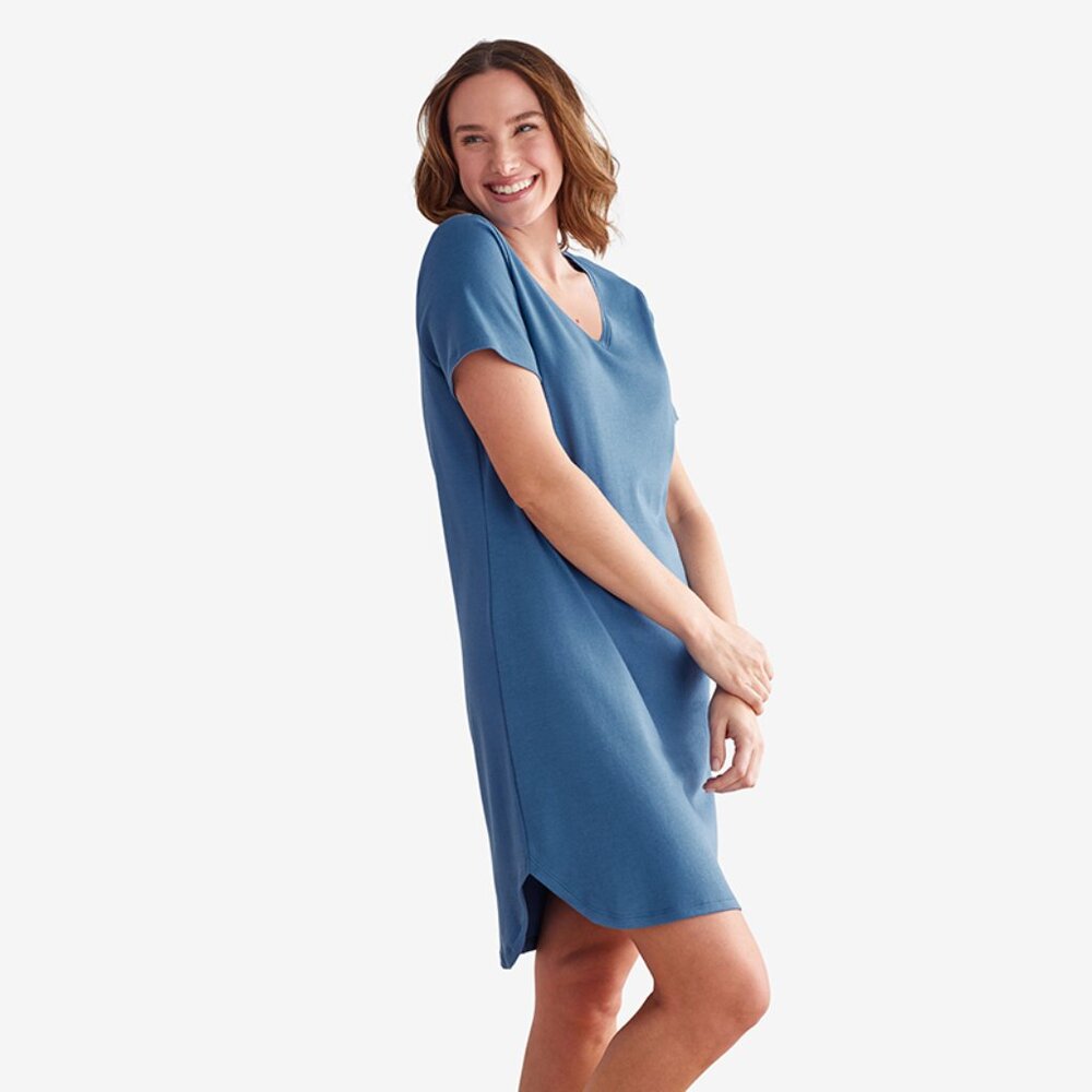 The Company Store Pima Cotton Nightgown Blue Denim M Legends Hotel NWT